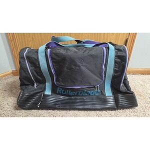 Vintage 1990s ROLLERBLADE Black Duffel Bag – Teal & Purple Retro Accent BIG Rare